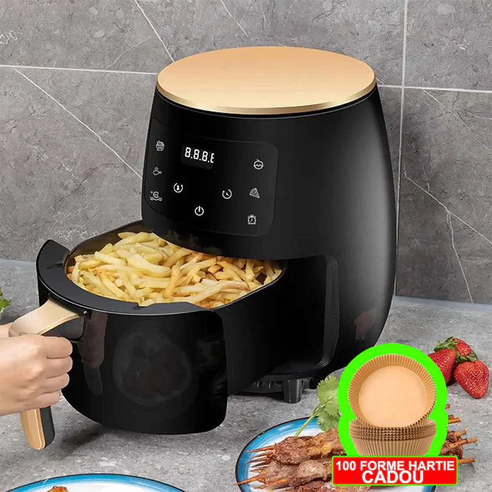 Pachet 2: Friteuza Air Fryer Pro 3 + 100 Hartii de Copt + Carte de Retete CADOU+CADOU SURPRIZA
