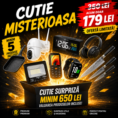 MEGA Cutie Ꚃurpriză Casă, Grădină & TECH – Minim 5 Produse | Valoare Garantată 650+ Lei