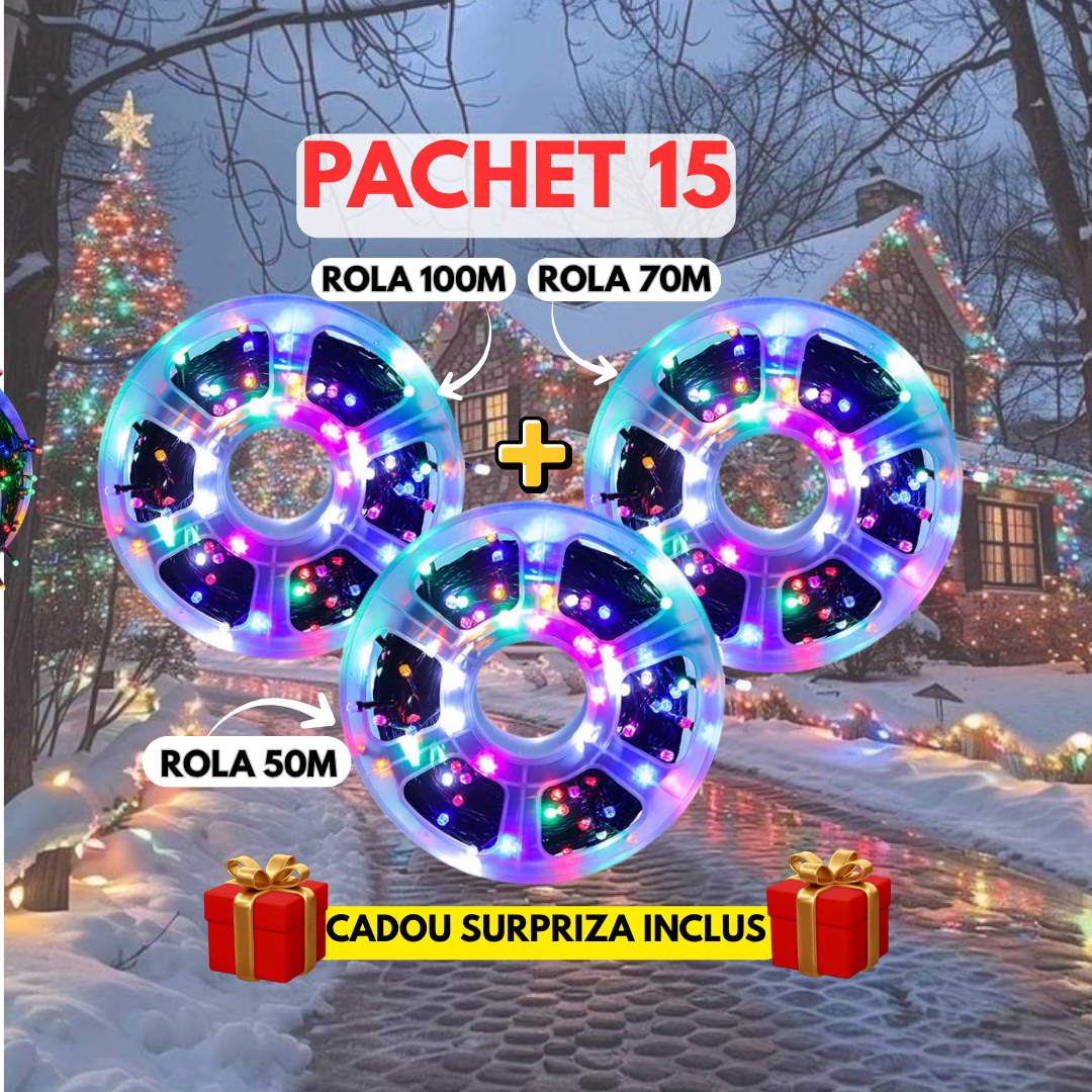 PACHET 15: Instalatie Tip Rola 100m Multicolor  + Instalatie Tip Rola 70m Multicolor + Instalatie Tip Rola 50m Multicolor + Cadou Surpriza