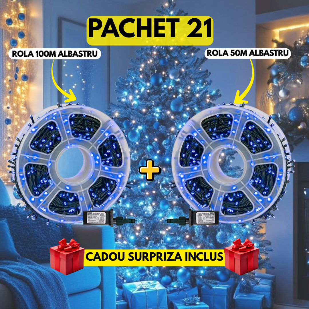 PACHET 21: Instalatie Tip Rola 100m  Albastru +  Instalatie Tip Rola 50m  Albastru + Cadou Surpriza