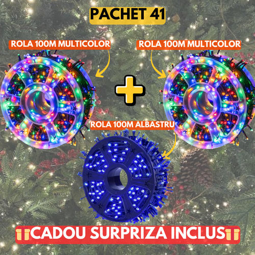 PACHET 41: 2 x Instalatie Tip Rola 100m Multicolor + Instalatie Tip Rola 100m Albastru + Cadou Surpriza
