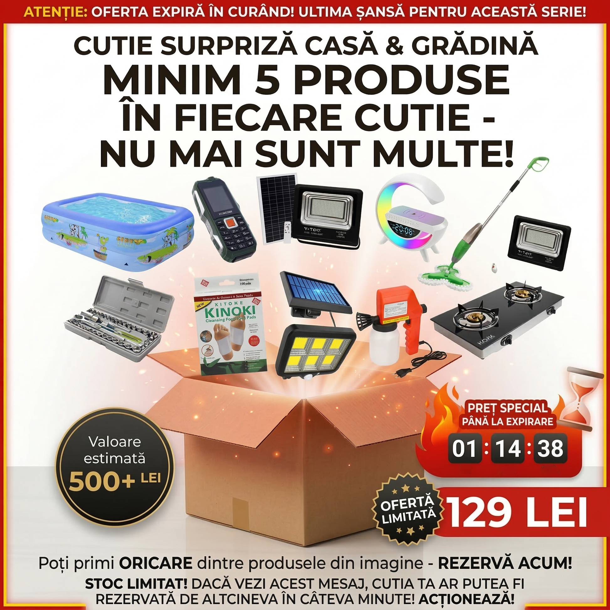 Cutie Ꚃurpriză Casă & Grădină – Minim 5 Produse | Valoare Garantată 500+ Lei