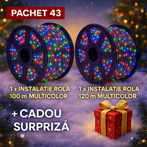 PACHET 43: 1 x Instalatie Rola 120m Multicolor + 1 x Instalatie Rola 100m Multicolor + CADOU SURPRIZA
